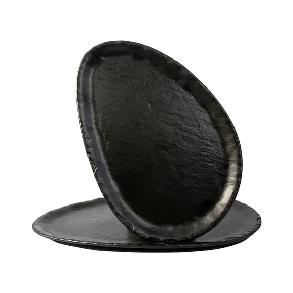 TP Dinnerware Set, Melamine Plates Set, Durable and lightweight Dinner Service Dishes, Set of 2, Black