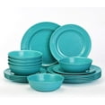 thumbnail image 1 of TP Dinnerware Sets, Melamine Dinner Service for 6, 18-Piece Plates and Bowls Set, Dishwasher Safe, Turquoise, 1 of 8
