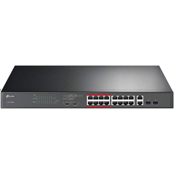 TP LINK 16-Port 10/100Mbps + 2-Port Gigabit Unmanaged PoE Switch