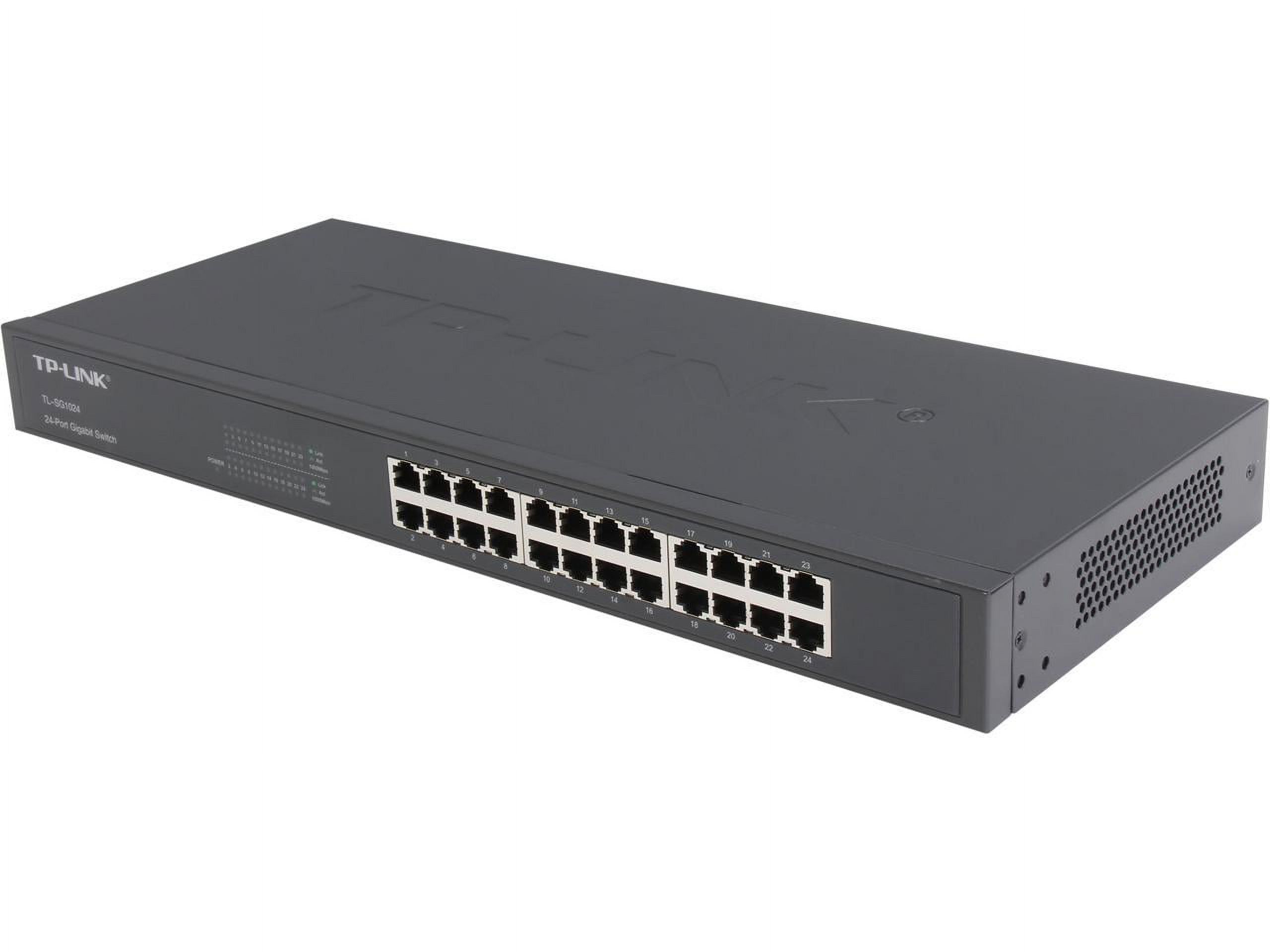 TP-Link 24 Port Gigabit Ethernet Switch | Plug and Play | Sturdy Metal w/Shielded Ports | Rackmount | Fanless | Limited Lifetime Protection | Unmanaged (TL-SG1024) - image 1 of 5
