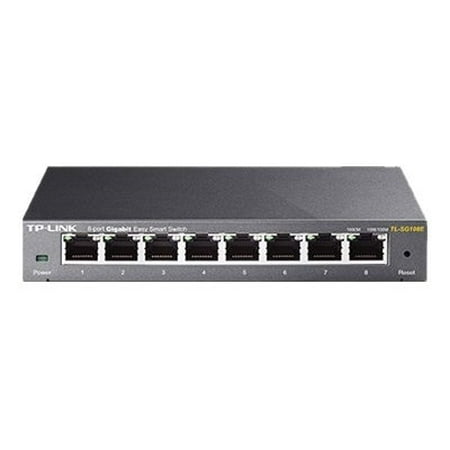 TP-Link - 8-Port 10/100/1000 Mbps Gigabit Smart Ethernet Metal Switch - Gray