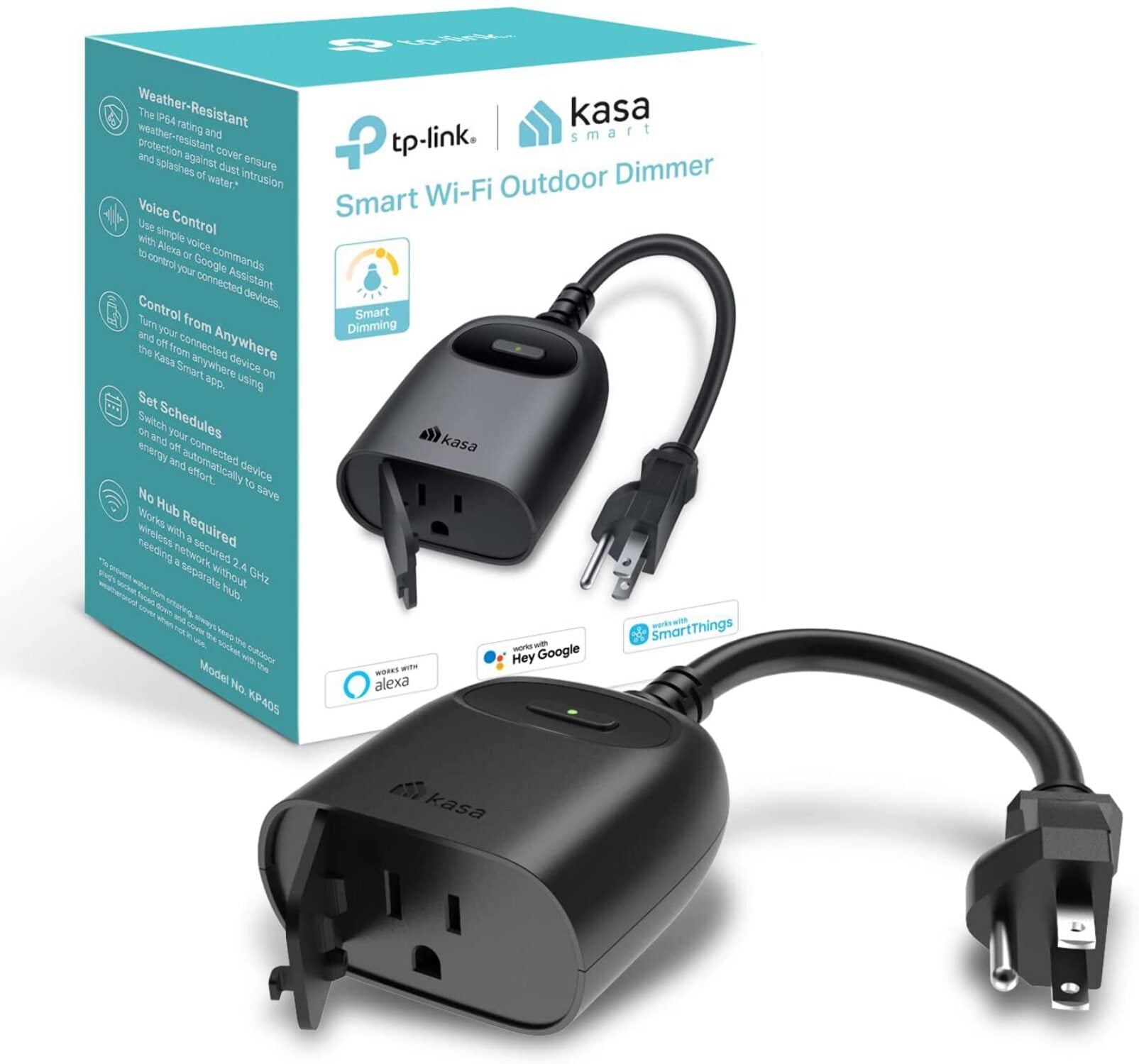 Kasa Black Outdoor Smart Wi-Fi Dimmer Plug