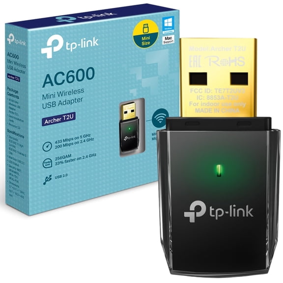 TP-Link Archer T2U 11AC USB WiFi Adapter - Dual Band 2.4G/5G AC600 Wireless Network Card, WiFi Dongle, Mini Size, Supports Windows (XP/7/8/8.1/10), Mac OS (10.7~10.14)