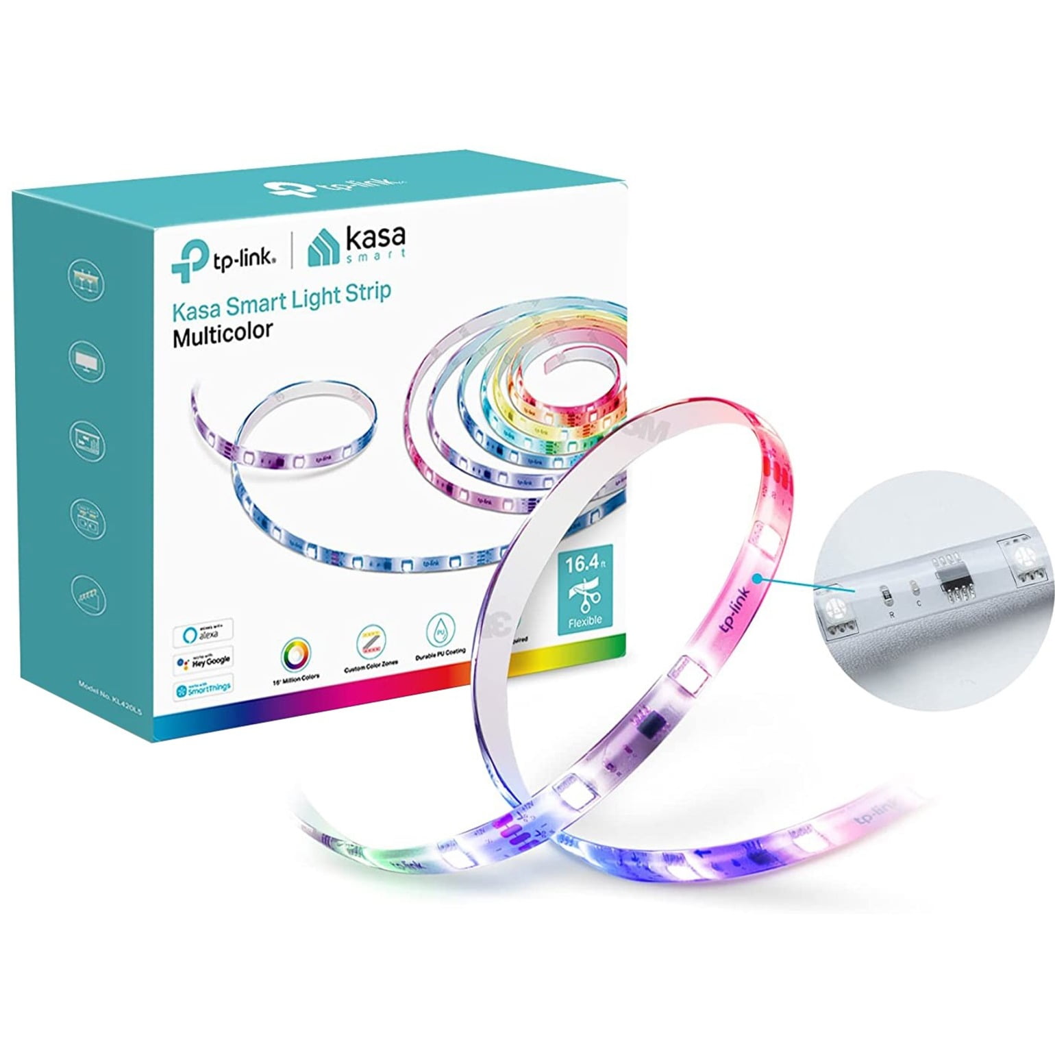Kasa 16.4ft Multicolor Smart LED Light Strip with PU Coating