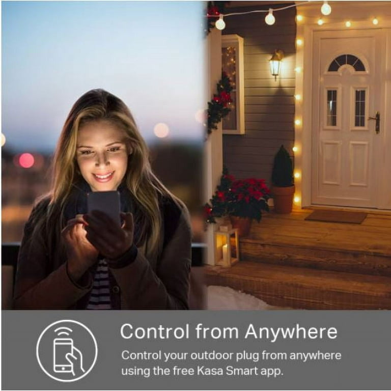 Kasa Outdoor Smart Plug, Smart Home Wi-Fi Outlet with 2 Sockets