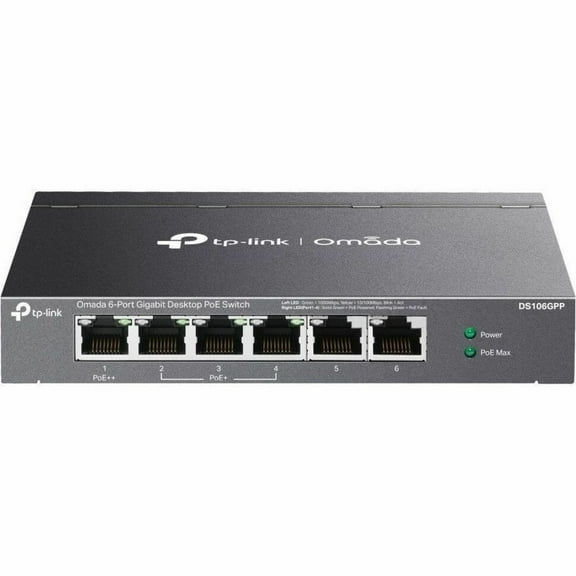 TP-Link Omada 6-Port Gigabit Desktop Switch with 3-Port PoE+ and 1-Port PoE++ - 6 Ports - Gigabit Ethernet - 10/100/1000Base-T - 2 Layer Supported - 71.46 W Power Consumption - 64 W PoE Budget - Tw...