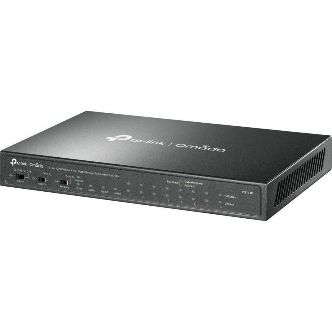 TP-Link Omada 8-Port 10/100Mbps + 3-Port Gigabit Desktop Switch with 8-Port PoE+ - 10 Ports - Gigabit Ethernet - 10/100/1000Base-T, 1000Base-X - 2 Layer Supported - Modular - 1 SFP Slots - 5.61 W P...