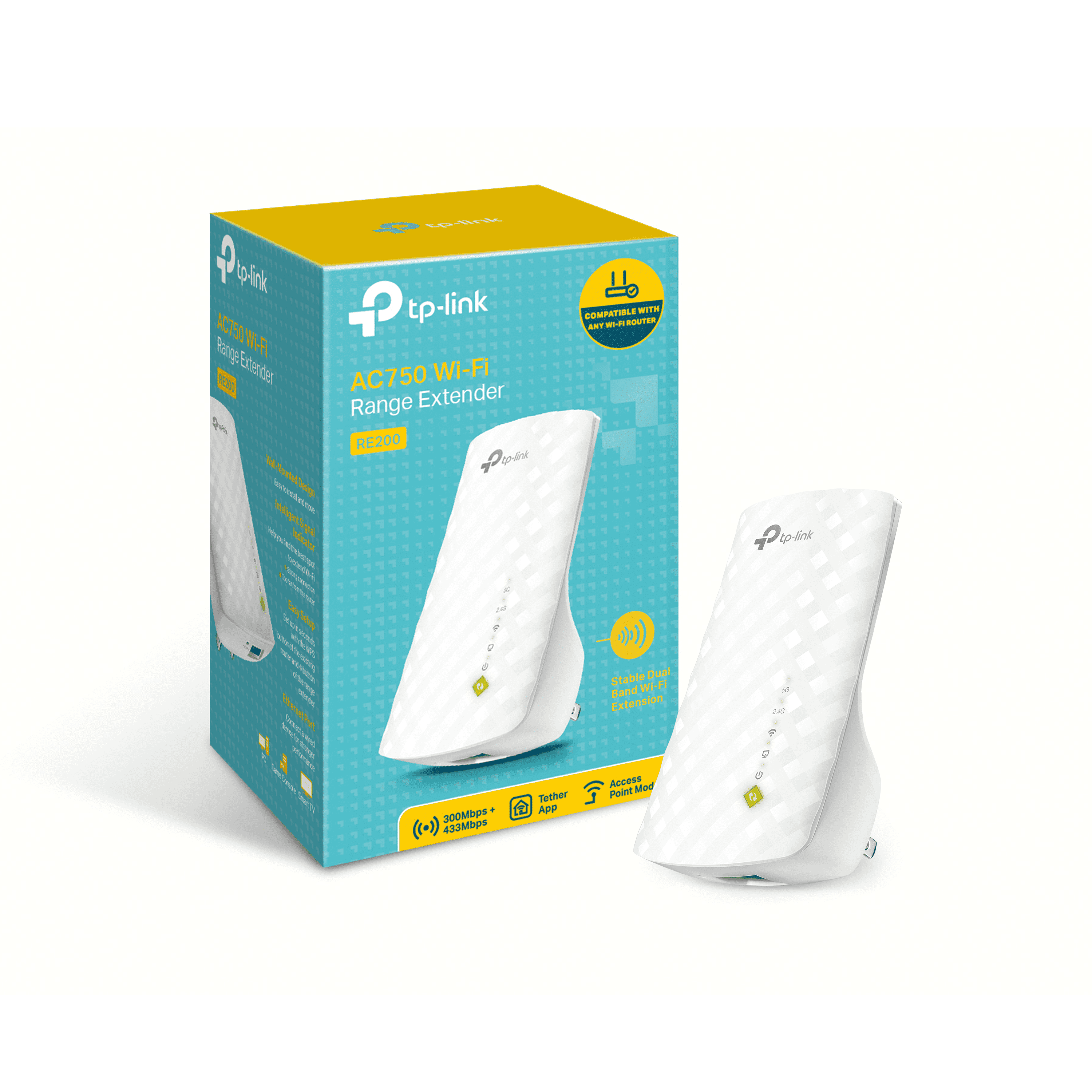 TP-Link RE200 , AC750 Dual Band Wi-Fi Range Extender, Works with any WiFi System - Walmart.com