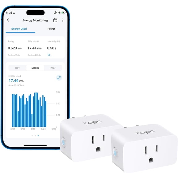 TP-Link Smart Plug Wi-Fi Mini, Energy Monitoring, Compatible with Alexa & Google Home & Samsung SmartThings, Timer, 15A/1800W Max, ETL Certified, 2.4G Wi-Fi Only, P115(2-Pack)