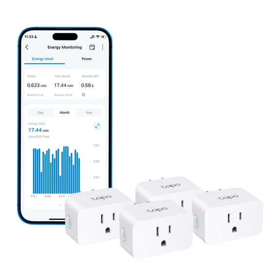 TP-Link Smart Plug Wi-Fi Mini, Energy Monitoring, Compatible with Alexa & Google Home & Samsung SmartThings, Timer, 15A/1800W Max, ETL Certified, 2.4G Wi-Fi Only, Tapo P115(4-Pack)