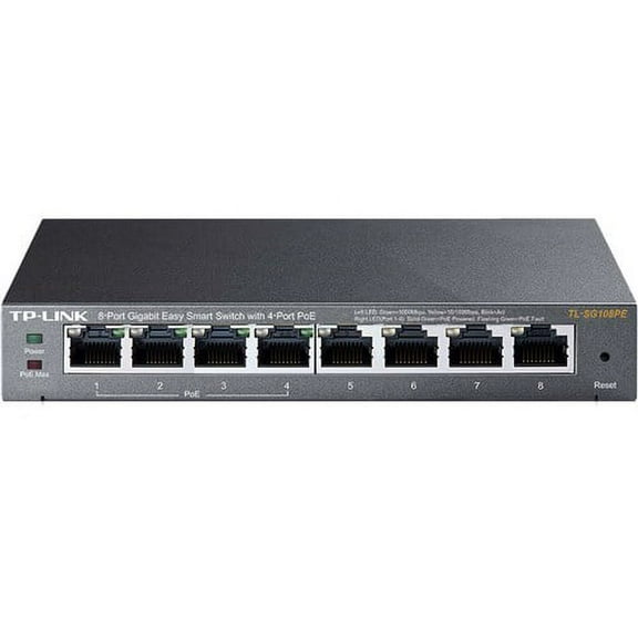 TP-Link TL-SG108PE 8Port 10-100-1000 4Port POE StandALONE RJ45 8-Port Gigabit Easy Smart Switch