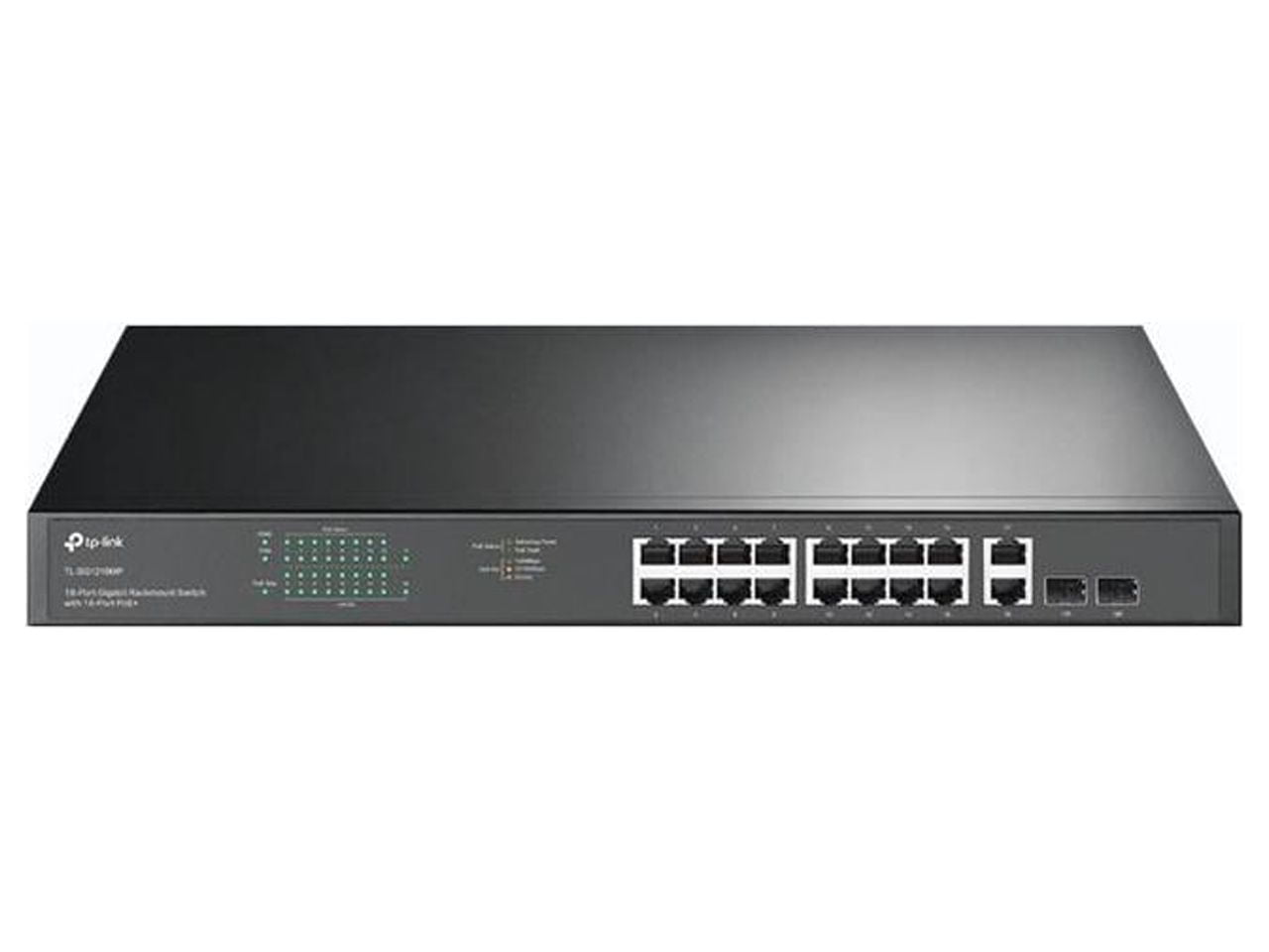 TP-Link TL-SG1218MP | 16 Port Gigabit PoE Switch | 16 PoE+ Ports @250W, w/ 2 Uplink Gigabit Ports + 2 Combo SFP Slots | Plug \u0026 Play | Sturdy Metal | Rack-mountable