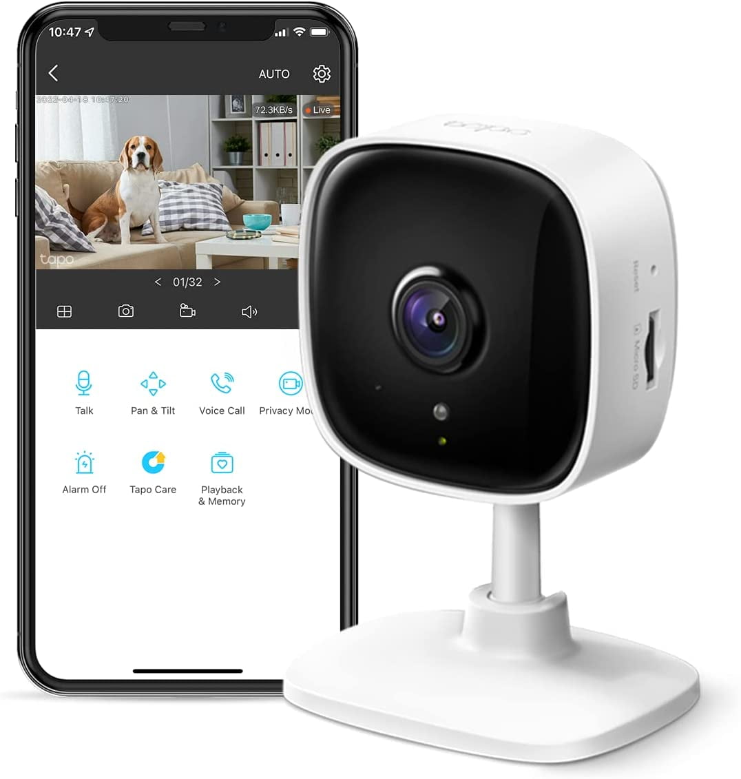 TP-Link Tapo 1080P Indoor Security Camera for Baby Monitor, Dog Camera w/  Motion Detection, 2-Way Audio Siren, Night Vision, Cloud & SD Card Storage,  Works w/ Alexa & Google Home (Tapo C100) 