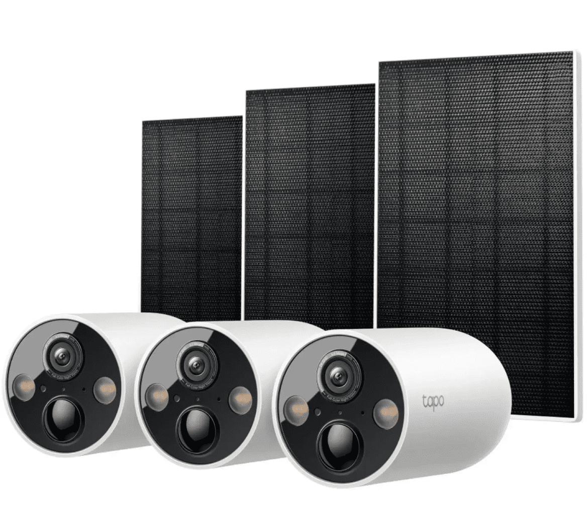 White Wireless Outdoor 2K Security Camera with Solar Panels (3-Pack)