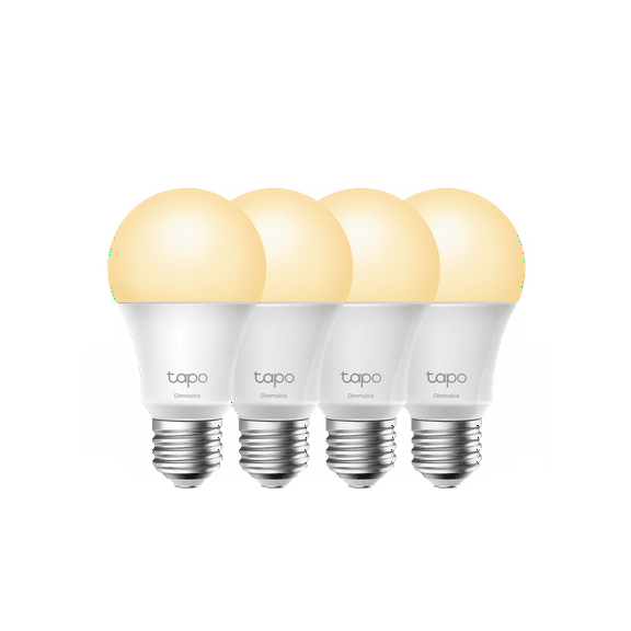 TP-Link Tapo Smart Light Bulbs, 800 Lumens (60W Equivalent), 2700K Soft Warm White LED Bulb, Dimmable, Compatible with Alexa and Google Home, No Hub Required, A19 E26, Tapo L510E(4-Pack)