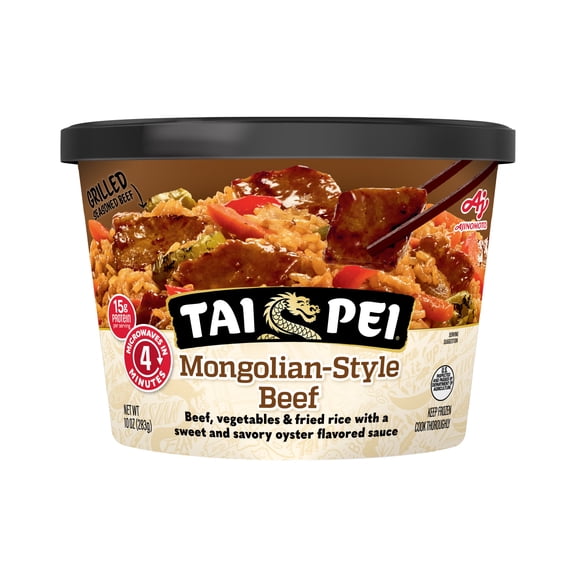 Tai Pei Mongolian Beef with Fried Rice , Frozen Asian Meal, 10 oz