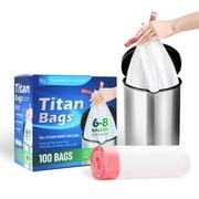 TP Plastic 6 Gallon Drawstring Trash Bags, Heavy Duty Small White Garbage Can Liners, Unscented Leak-Proof Waste Bags for Bathroom, Kitchen, Office & Home, 20 x 22, 0.7 Mil, 100 Count