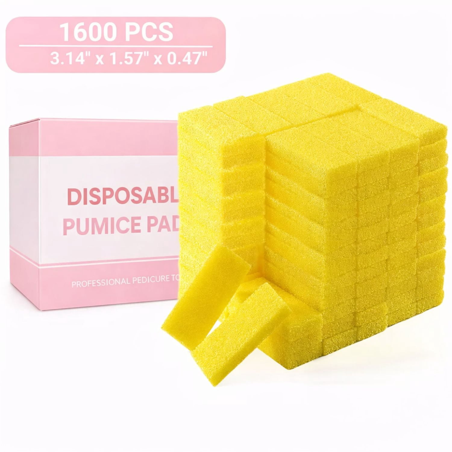 TP Plastic Disposable Foot Scrubber Sponge Pads Pedicure Pumice Stone for Feet Callus Remover Medium Coarse Yellow 1600Pcs