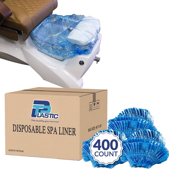 TP Plastic Disposable Spa Liners 48"x48", Blue, 400 Count Fits All Pedicure Tubs