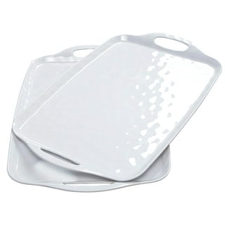 6 Large Rectangle Crystal Clear Heavy Duty Disposable Serving Tray. 18.25 x  11.25 clear plastic serving platters.