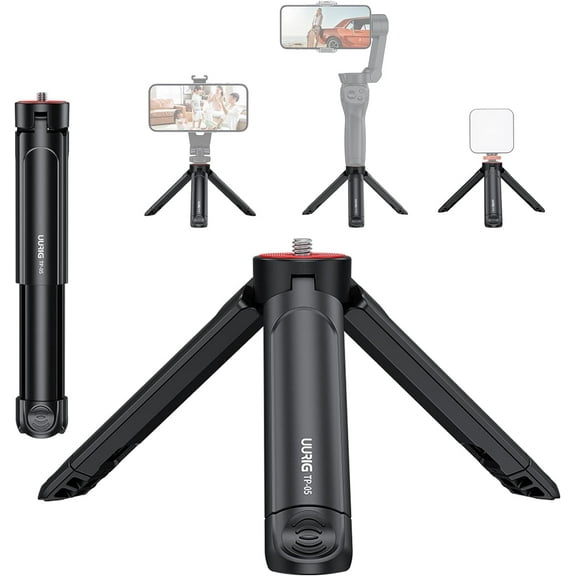 TP05 Extendable Mini Camera Tripod, Portable Selfie Stick Handle Grip Desktop Webcam Tripod with 1/4" Screw for DSLR Camera Webcam Phone Holder Selfie Stick Vlog Tripod