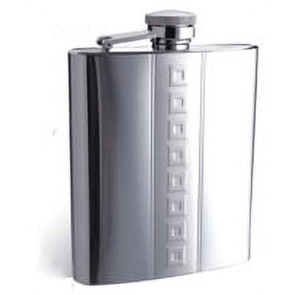 TP08-E74 vertical square pocket flask, 8 Oz, stainless steel