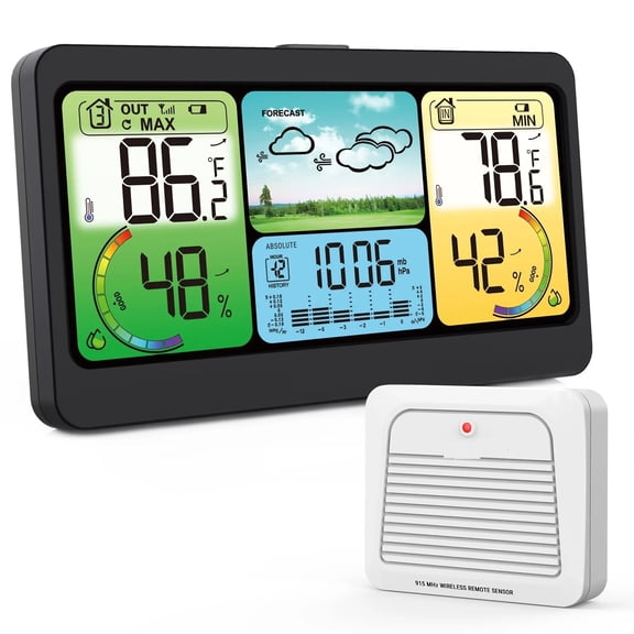 TP280C Wireless 300M Remote Range Chargable Large Display Outdoor And Indoor Thermometer Hygrometer ,Easy to Operate
