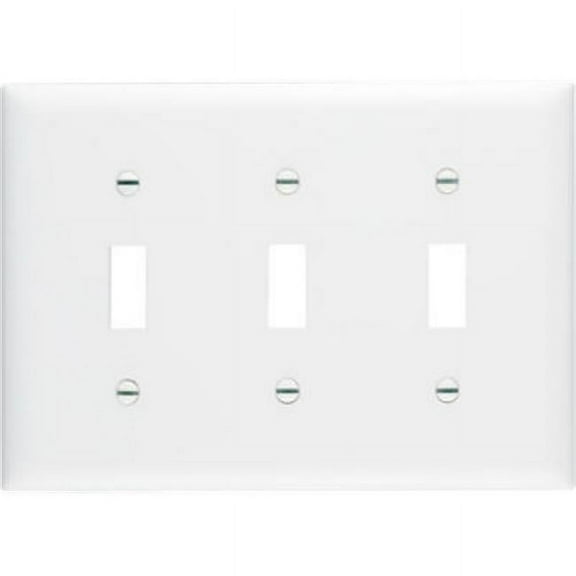 TP3WCC12 3 Gang 3 Toggle Openings Nylon Wall Plate, White