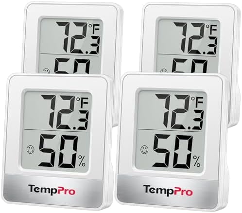 TP49 4 Pieces Digital Hygrometer Indoor Thermometer Humidity Meter Mini Hygrometer Thermometer with Temperature and Humidity Monitor Room Thermometer (Previously ThermoPro)$$Garden & Patio