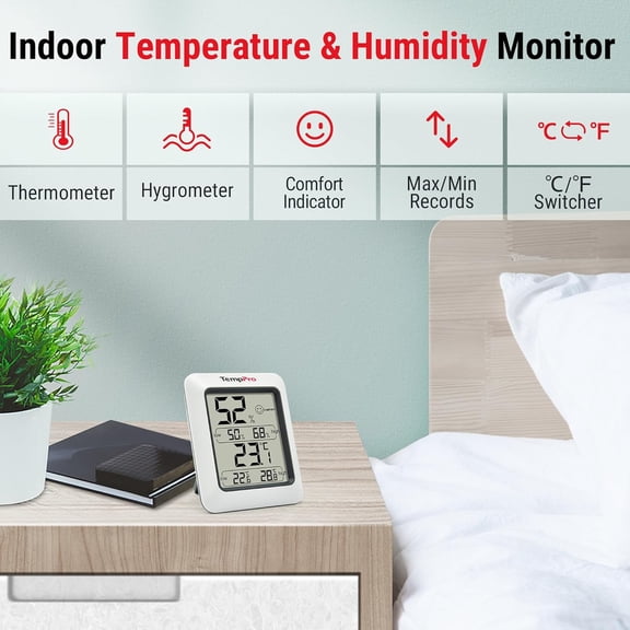 TP50 Digital Hygrometer Indoor Thermometer Room Thermometer and Humidity Gauge with Temperature Humidity Monitor(Previously ThermoPro)