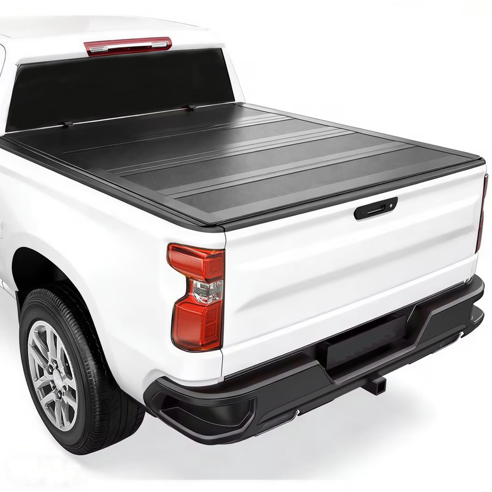 TPA FRP Low Profile Hard Folding Quad-fold Truck Bed Tonneau Cover for 5.8ft 2019-2026 Chevy Silverado/GMC Sierra 1500 5'8" Bed (69.6") Waterproof w/o Multi-Flex Tailgate