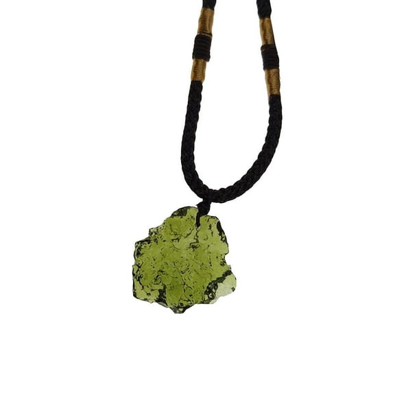 TPALPKT Healing Energy Moldavite Pendant with Unique Crystal Quartz & Aerolite Impact Glass from Outer Space - Green Stone Meteorite Necklace H9P4