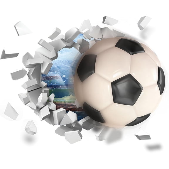 TPBSITNS 29.5"x27.4" 3D Soccer Wall Stickers, Removable Football Wallpaper Art Decor for Boys Room, Vinyl Soccer Sport Wall Sticker Posters Decal for Playroom Living Room Window Door Decoration
