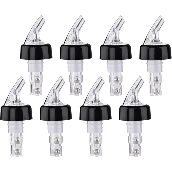 TPBSITNS 8 Pcs Automatic Measured Liquor Pour Spout, Alcohol Bottle Pourers, 1 Oz/ 30 Ml Jigger, Quick Shot Spirit Measure Pourer Drinks Wine Cocktail Dispenser Home Bar Tools