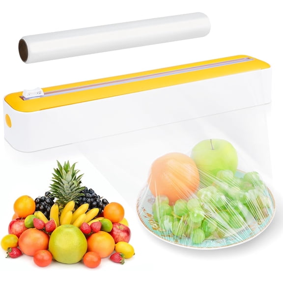 TPBSITNS Refillable Magnetic Plastic cling Wrap Dispenser with Slide Cutter, Sturdy Food Cling Film Cutter, Roll BPA Free Press and Seal Wrap Holder for Kitchen Restaurant
