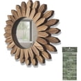 thumbnail image 1 of TPBSITNS Wooden Wall Mirror Decorative, Rustic Wood Mirror Decor 12in/30cm Sunburst Boho Hanging Mirrors for Bedroom Living Room Bathroom Entryway Farmhouse Home Gift with Nice Sticker Decals, 1 of 7