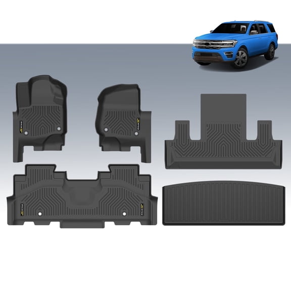 TPE All Weather 3D Floor Mats + Cargo Liner Fit For 2018-2025 Ford Expedition with 2nd Row Bucket Seats