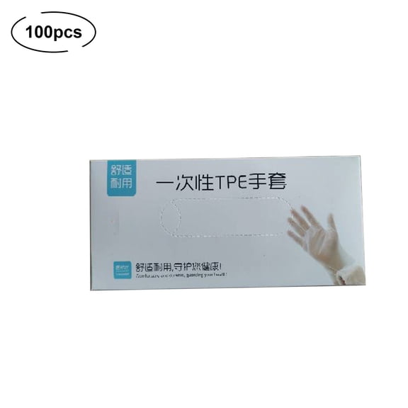 TPE Disposable Gloves, 100-Pc Food Grade, Heavy Duty Greaseproof for Kitchen Catering Food Prep