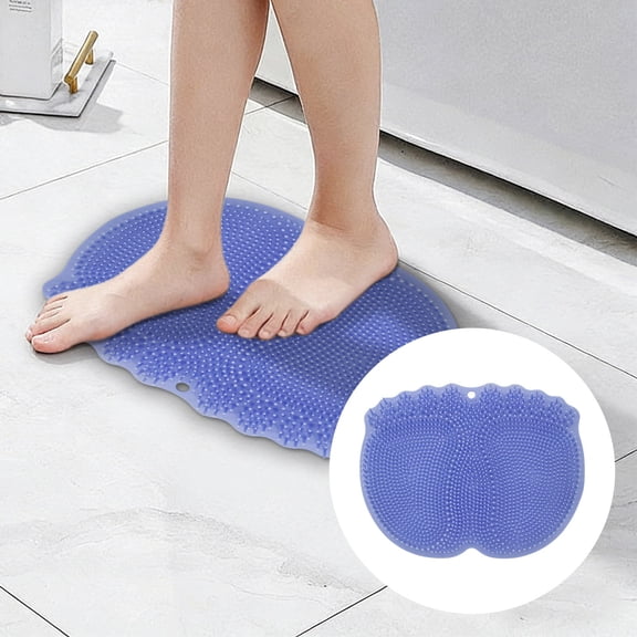 TPE Exfoliating Foot and Back Scrubber Mat for Shower - 2.8cm Thick with Strong Suction Cups, Non-Slip Bath Accessory for Foot Massage & Back Washing, Blue, By Tanuke store
