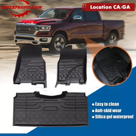 TPE Floor Mat Fit for RAM 1500 2019 2020 2021 2022 Crew Cab All Weather F&R