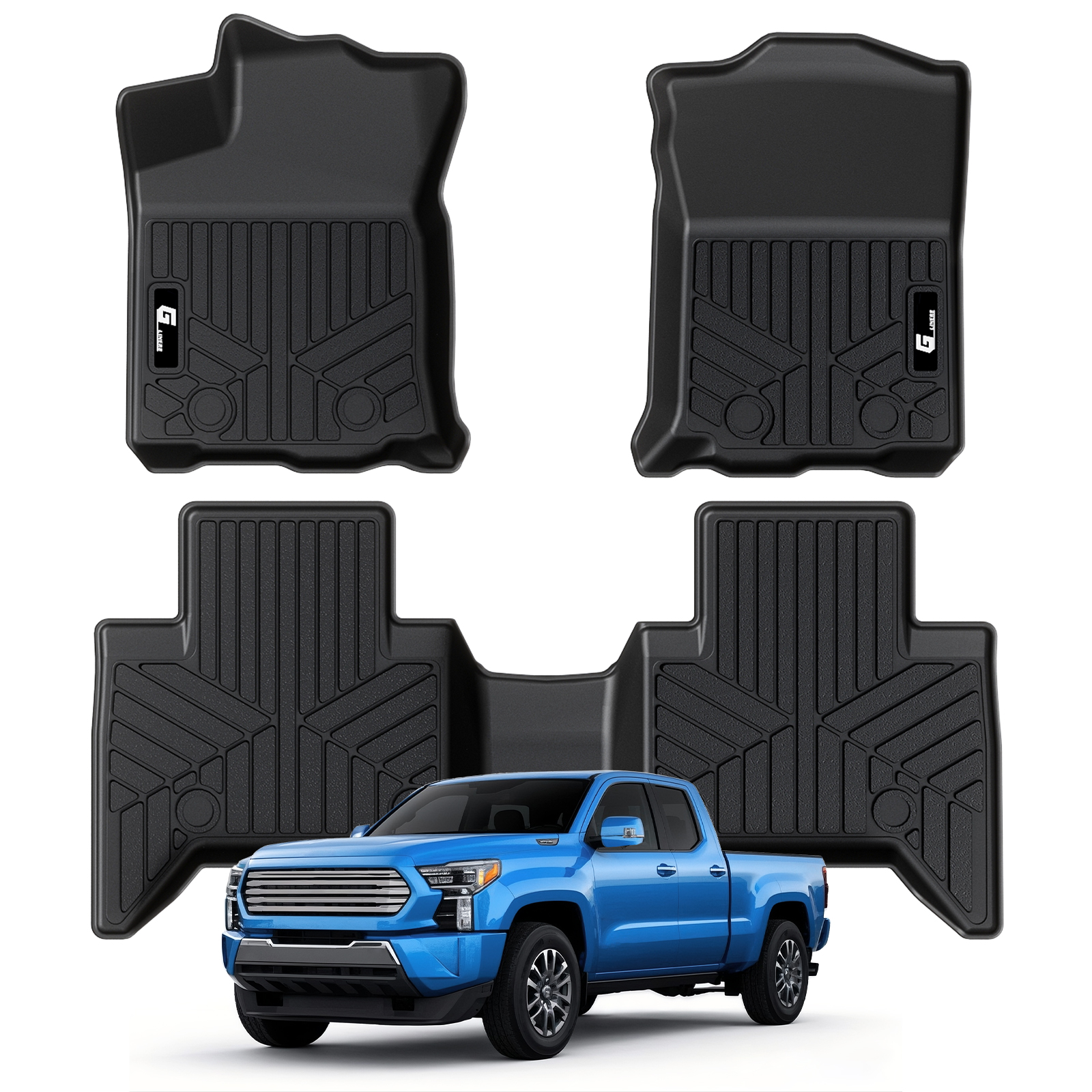 TPE Floor Mats for 2018-2023 Toyota Tacoma Double Cab, All-Weather ...