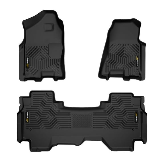 TPE Floor Mats Full Set Liners All Weather 3 Pcs Black Fit For Dodge Ram 1500 Crew Cab 2019-2024