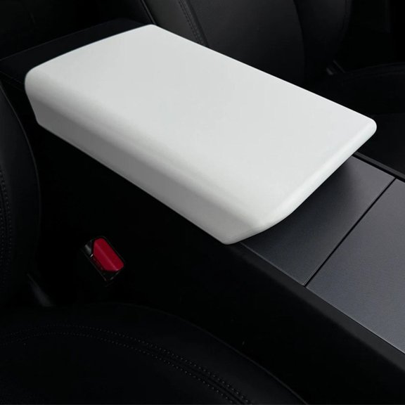 TPE Soft Armrest Console Cover for Tesla Model Y 2025 Model 3 2024, Protective Center Box Shell, Easy Install Interior Accessory(White)