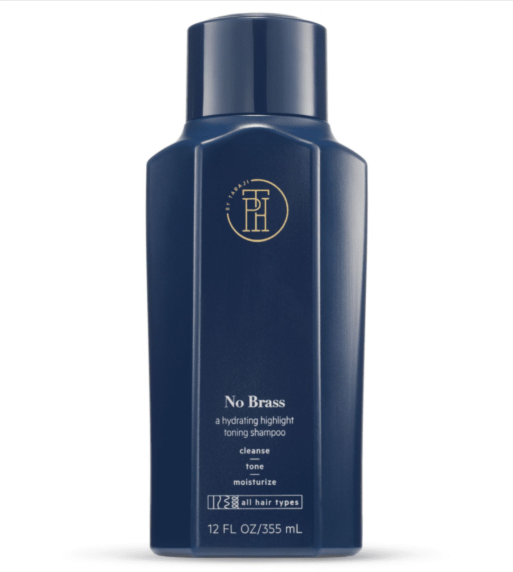 TPH BY TARAJI No Brass Vitamin E Hydrating Blue Toner Shampoo for Brunettes Color Treated Hair Cleanse Tone Moisturize Shine Enhancing Curly