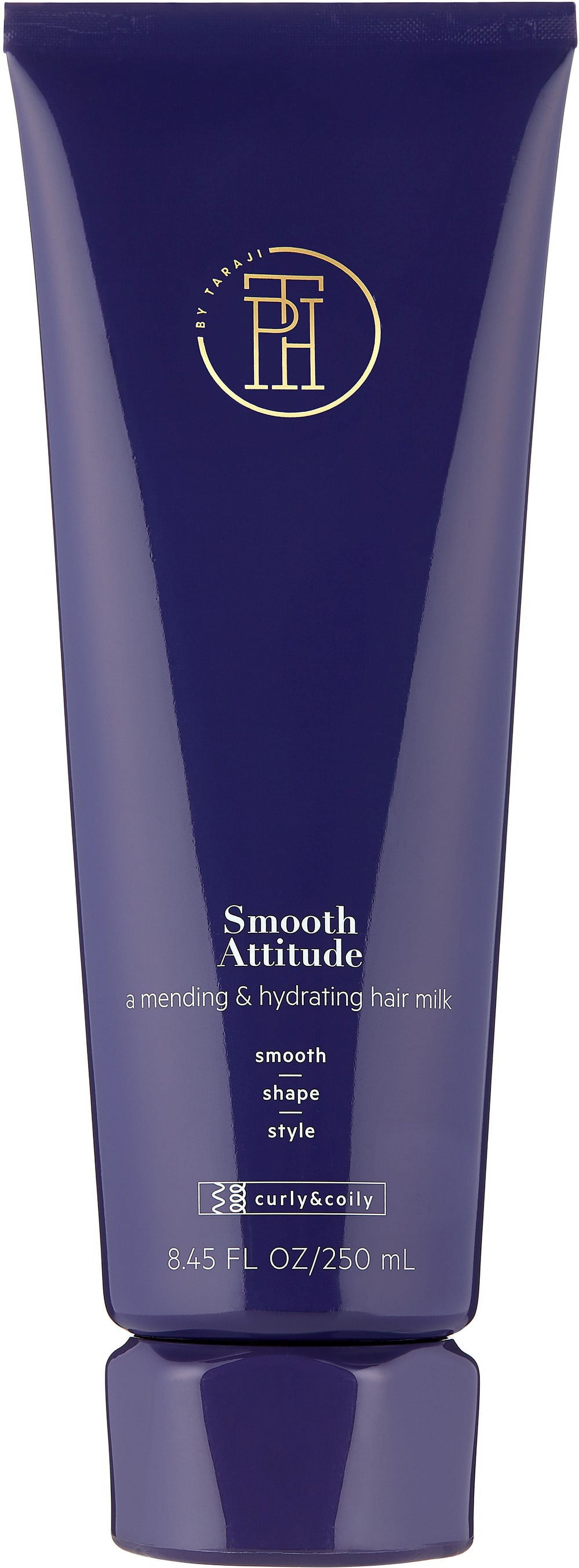 TPH BY TARAJI Smooth Attitude Hydrating Hair Milk for Curly Hair | Shea Butter & Baobab Oil | Frizz Control & Shine | Leave In Moisturizer | Natural & Curly Hair Styling Product, 8.45 oz.