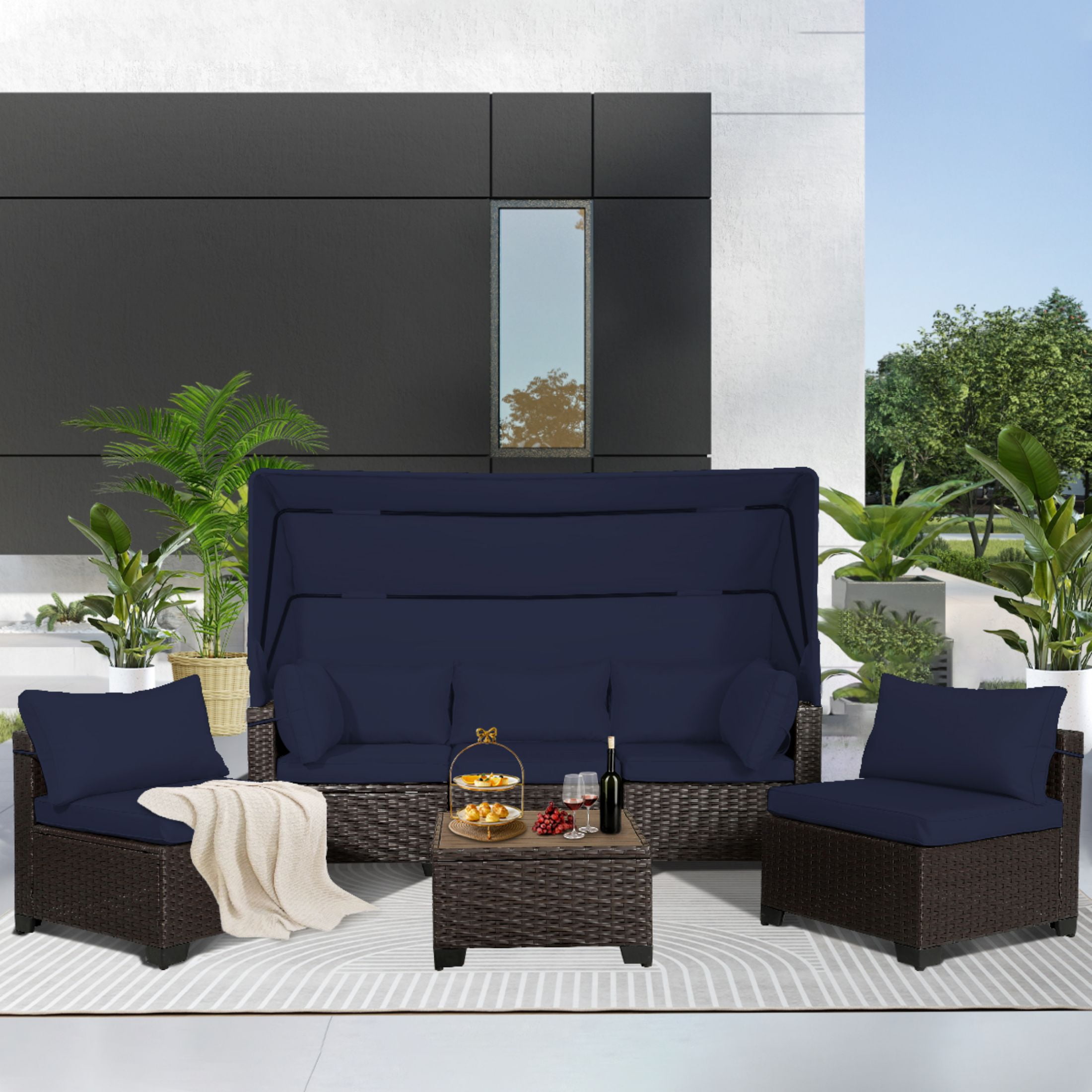 TPHORK 6 Piece Rattan Sectional Sofa Set, Outdoor Conversation Set, All