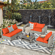 TPHORK 6 Piece Rattan Sectional Sofa Set, Outdoor Conversation Set, Patio Furniture Set for Outside