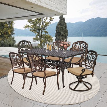 Grand Patio 7-Piece Dining Set Furniture: 6 Swivel Chairs &amp; 1 ...