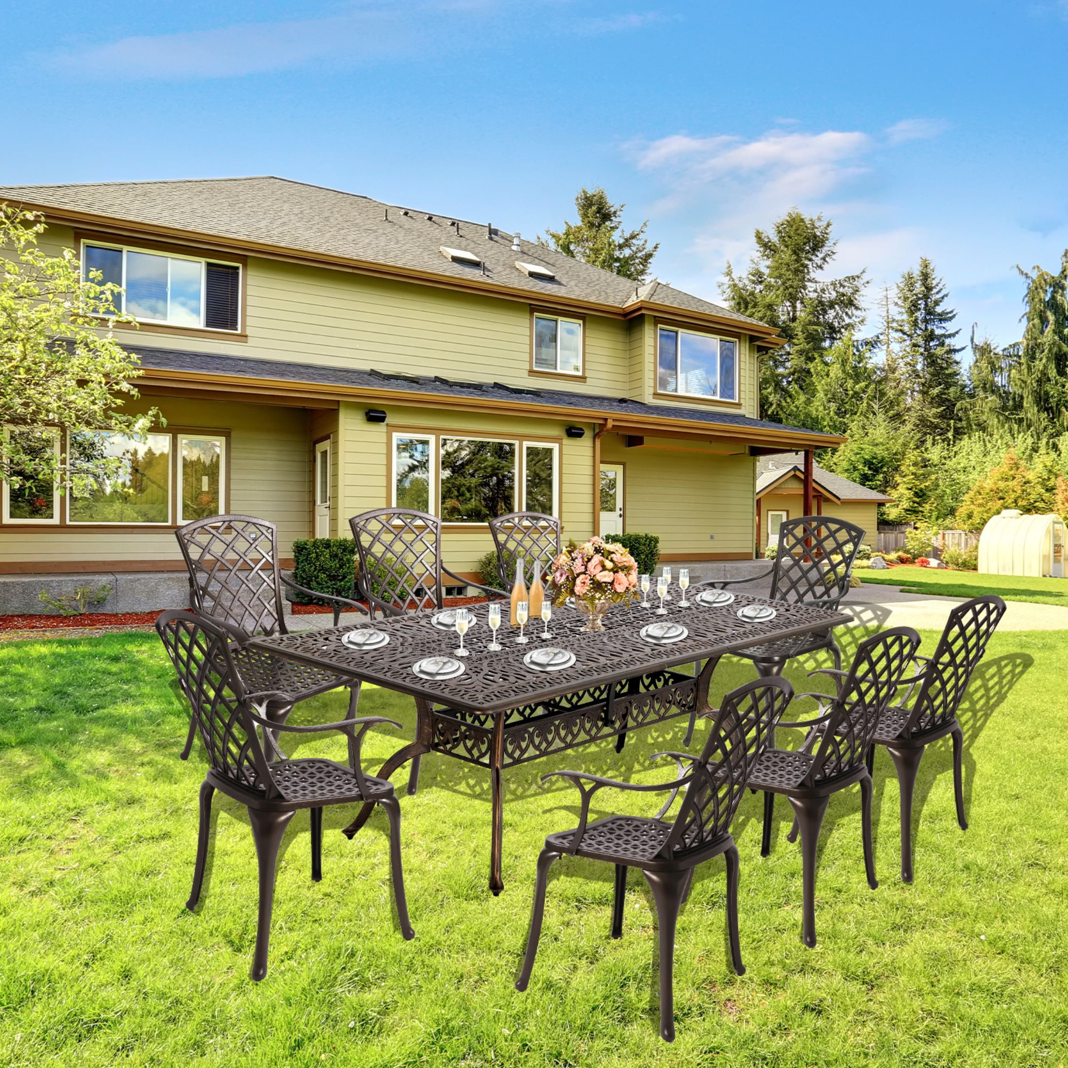 Cast aluminum outdoor dining hotsell