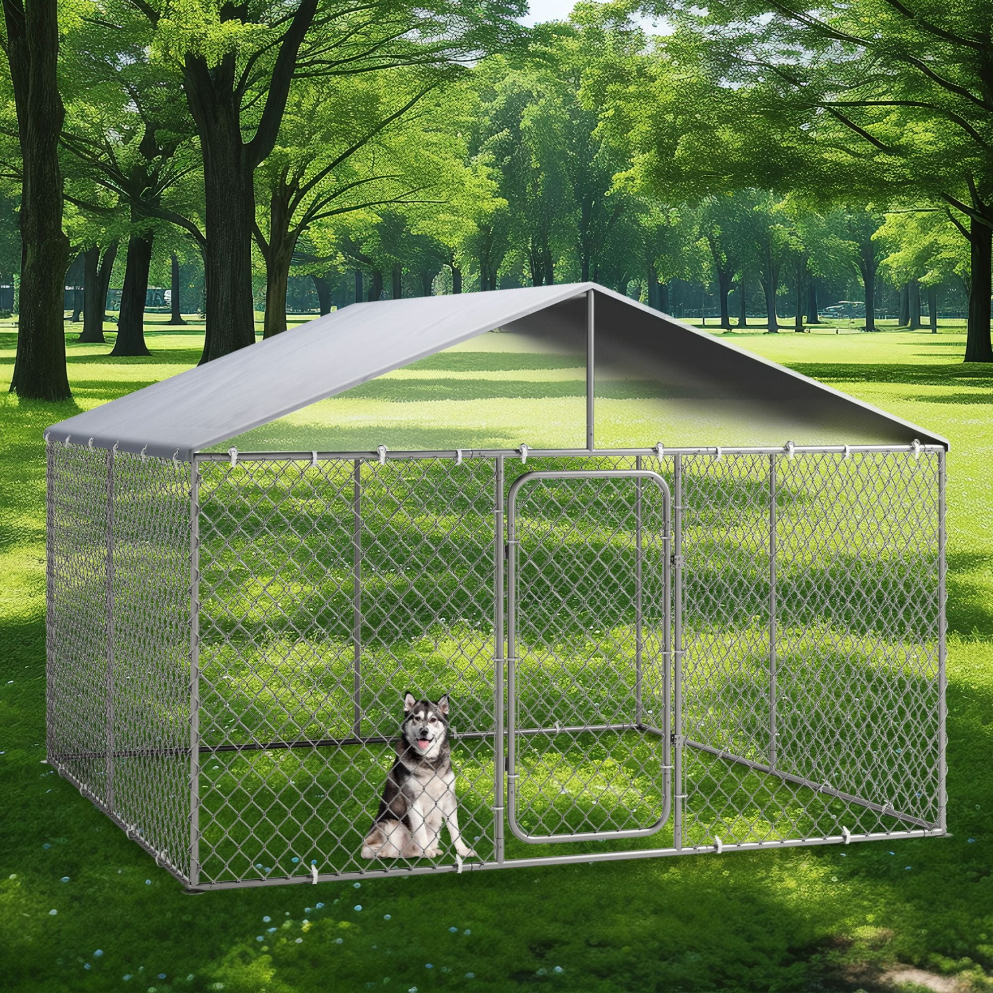 Image showcasing TPHORK Large Dog Kennel with Waterproof Canopy Outdoor Dog Playpen ...